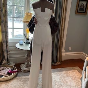 Black Halo White Strapless Wide-Leg Jumpsuit